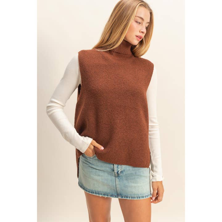 Double Zero - Wholesale Sweater Vest - Women's - Sleeveless Turtleneck Sweater Vest8