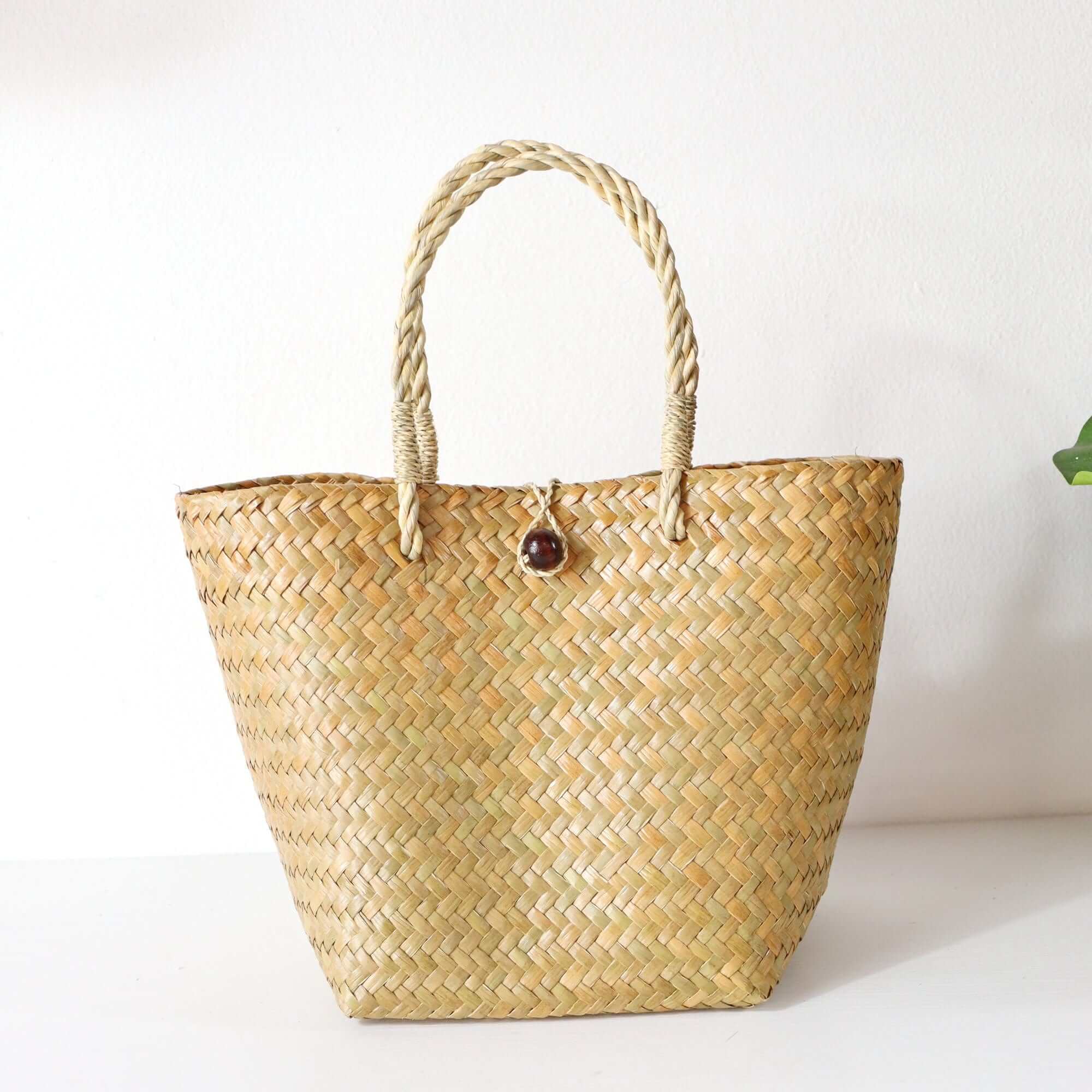 Thaihomeshop - Wholesale Strandtas - ASHA - Basketzak met rieten0