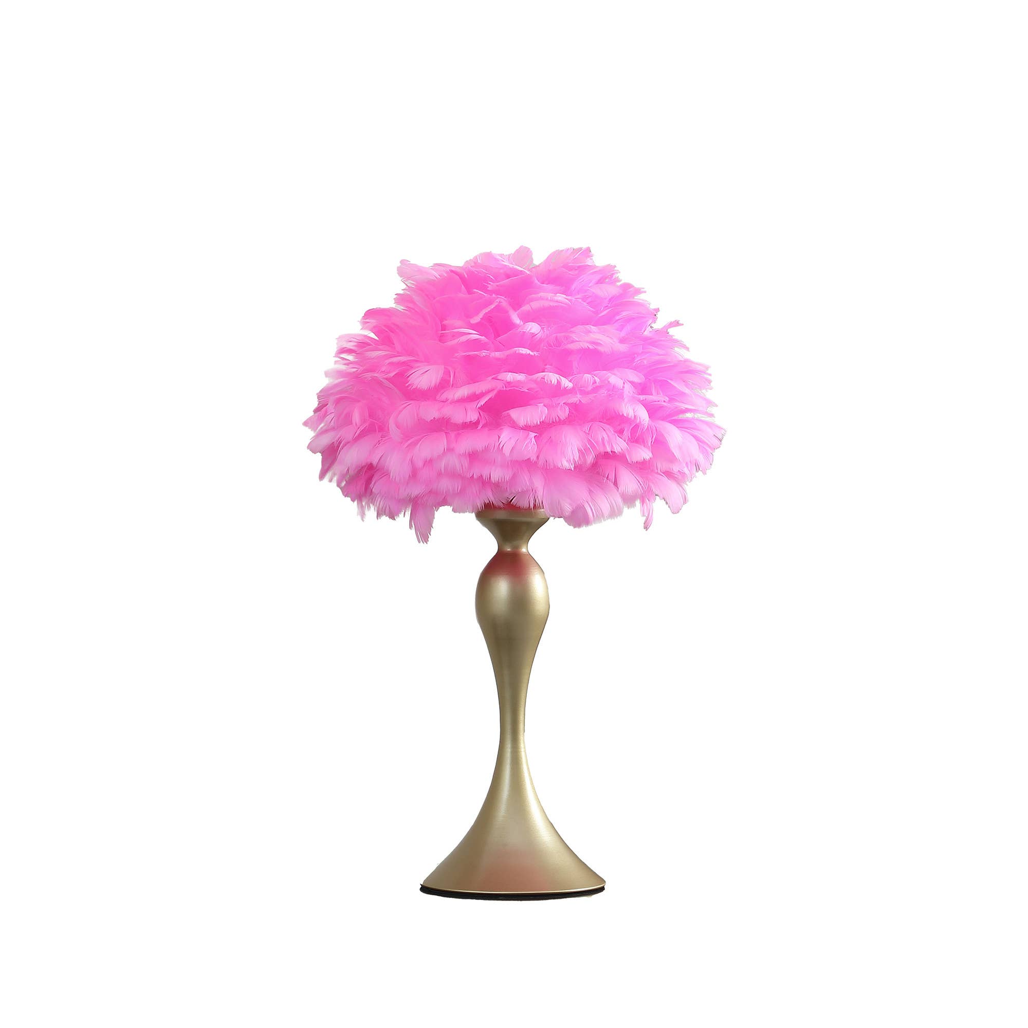 HomeRoots - Wholesale Accent/Desk Lamp - 24" Glam Hot Pink Feather and Gold Table Lamp