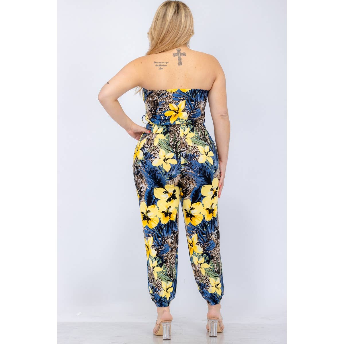Curve Market – wholesale Jumpsuit – Women's – PLUS SIZE TROPICAL LEOPARD TUBE STRAPLESS JOGGER JUMPSUIT3