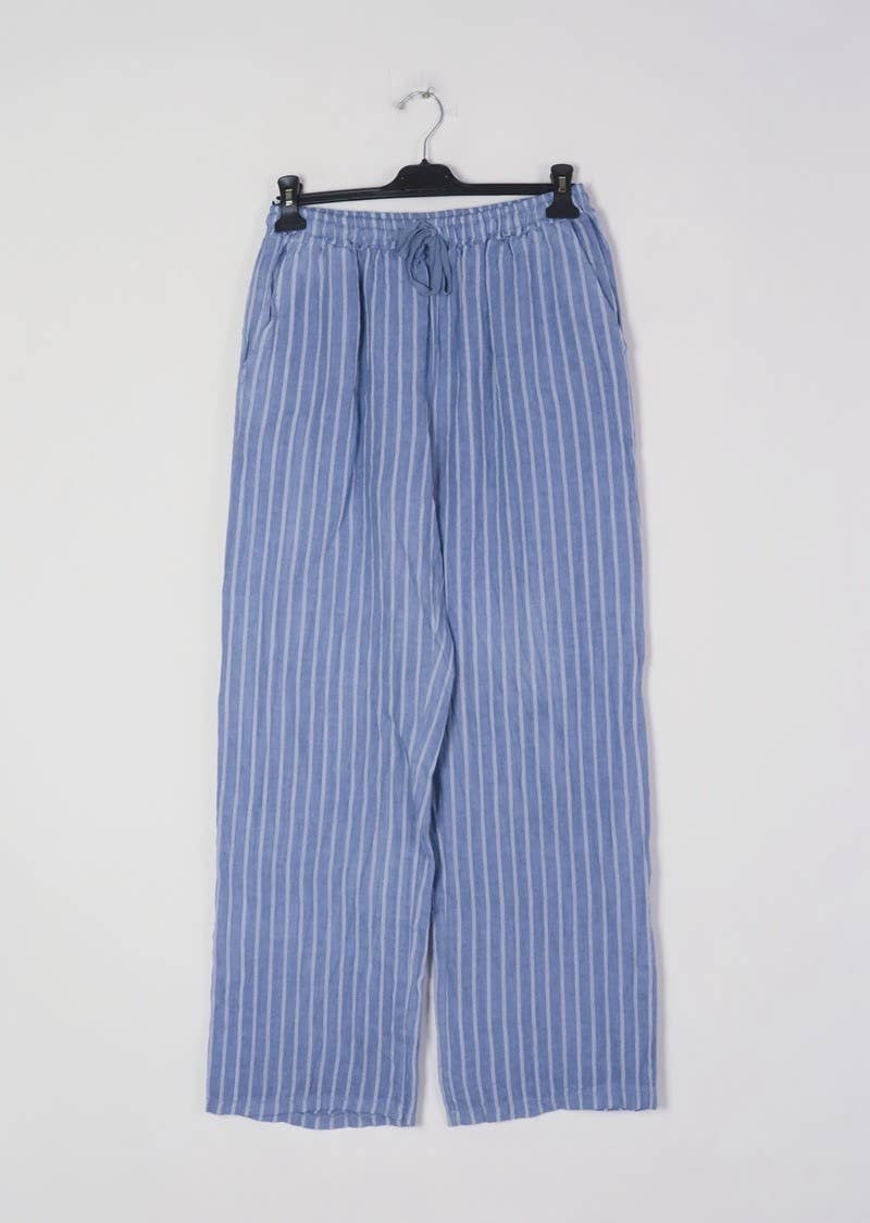 LÉA & LUC - Wholesale Broek - Dames - Gestreepte broek van 100% linnen REF.30132/213