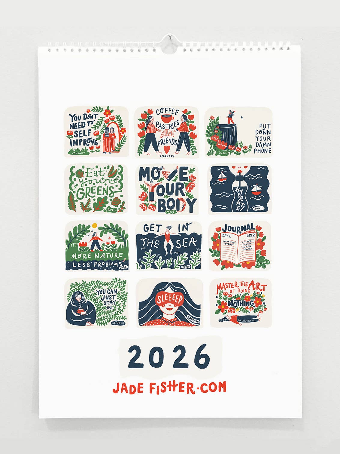 Jade Fisher - Wholesale Calendar - Tips For A Good Year 2026 Wall Calendar- Wellness+Positivity3