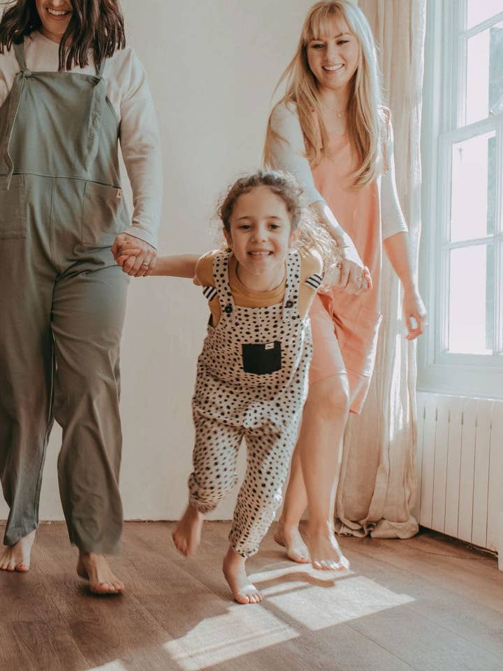 Stone Spot Print Dungarees for wholesale by Turtledove London