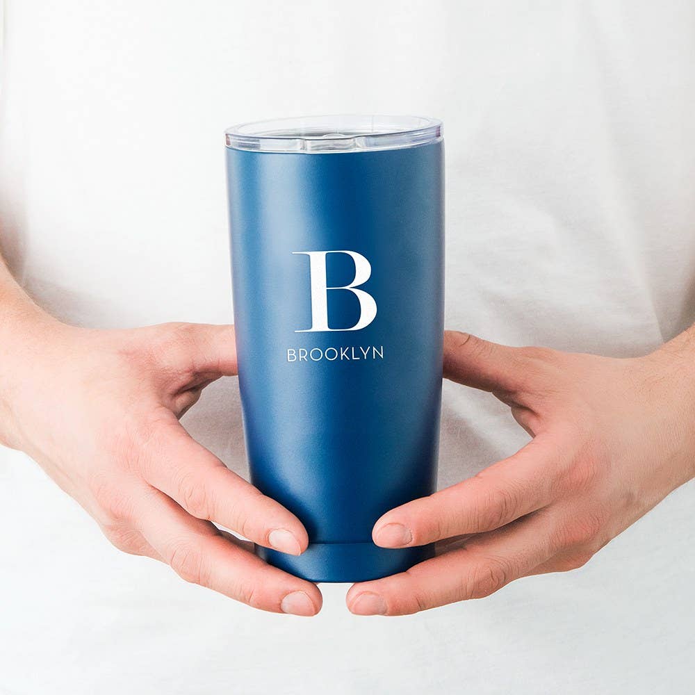 Weddingstar Inc. – wholesale Insulated mug/tumbler – Insulated Travel Mug – Modern Serif Monogram Print2
