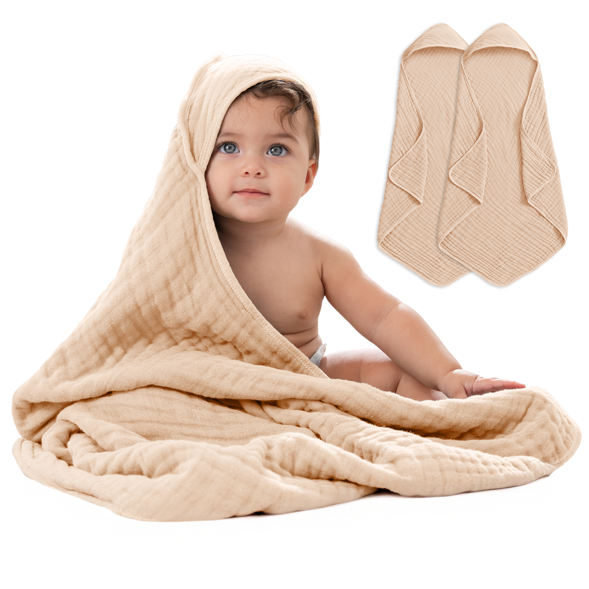 Comfy Cubs - Vendita all'ingrosso Asciugamano con cappuccio - Bambini e neonati - Asciugamano con cappuccio per neonati, 6 strati 100% cotone mussola di Comfy Cubs25