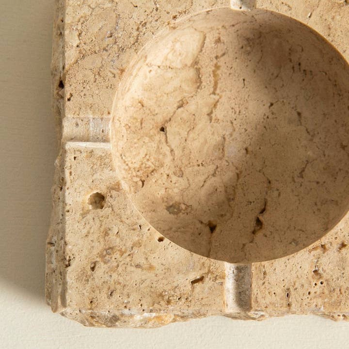 HAAND Craft - Wholesale Ashtray - Ashtray - Travertine, Beige Marble Ashtray, Lux Smokers Gift4
