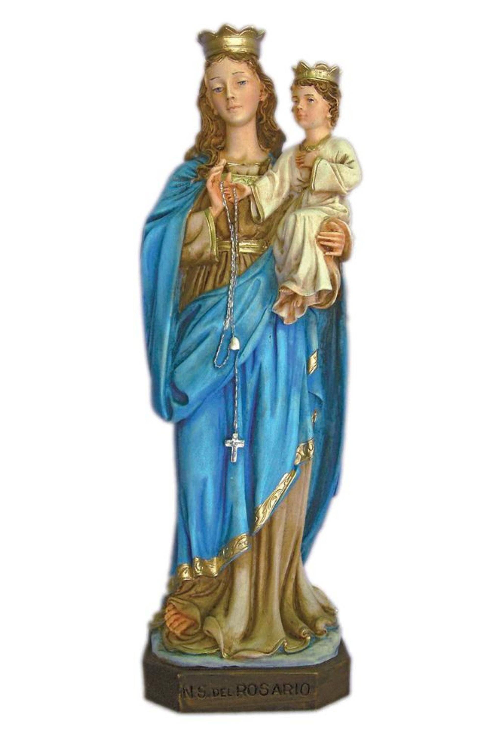 Goldscheider of Vienna - Wholesale Decorative Figurine - Our Lady of The Rosary in Fully Hand-Painted Alabaster 11"