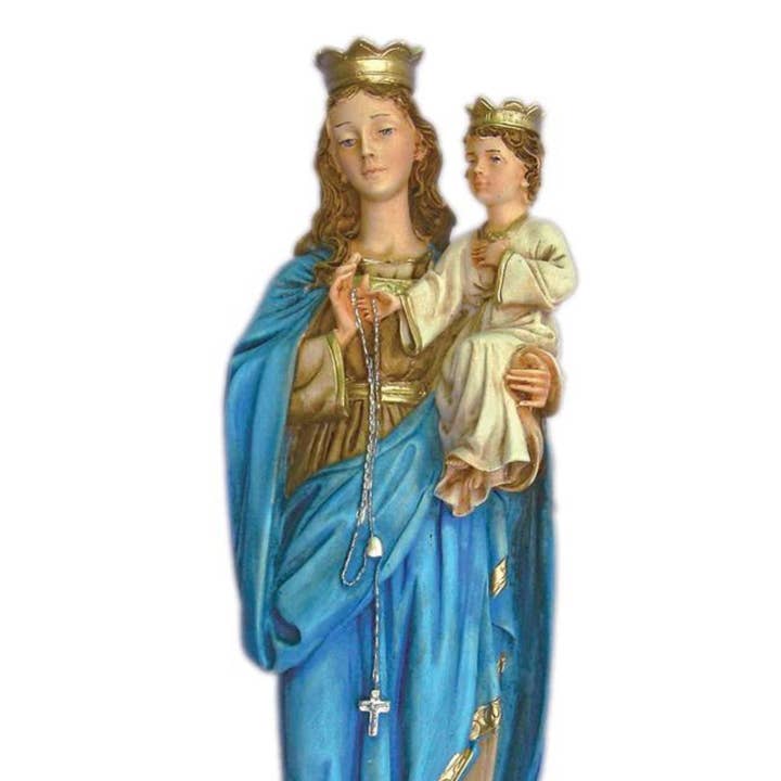 Goldscheider of Vienna - Wholesale Decorative Figurine - Our Lady of The Rosary in Fully Hand-Painted Alabaster 11"0