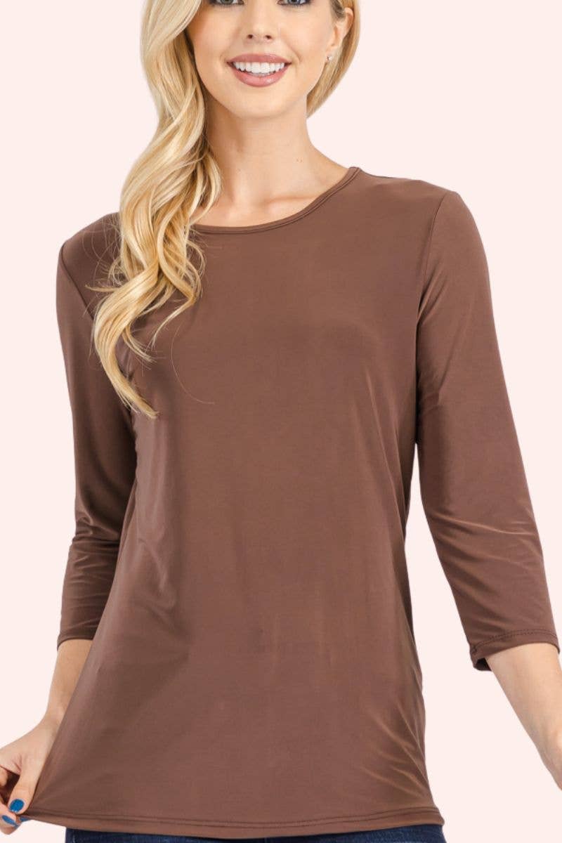 Celeste Clothing - Wholesale T-Shirt - Women's - CLASSIC 3/4 SLEEVE CREW NECK TOP -CT132146
