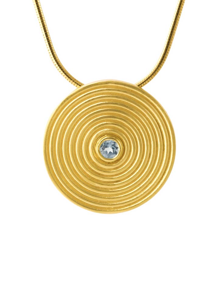 Ciondolo in argento, placcato in oro 18ct, con topazio blu di Londra per la vendita all'ingrosso da parte di Campur GmbH