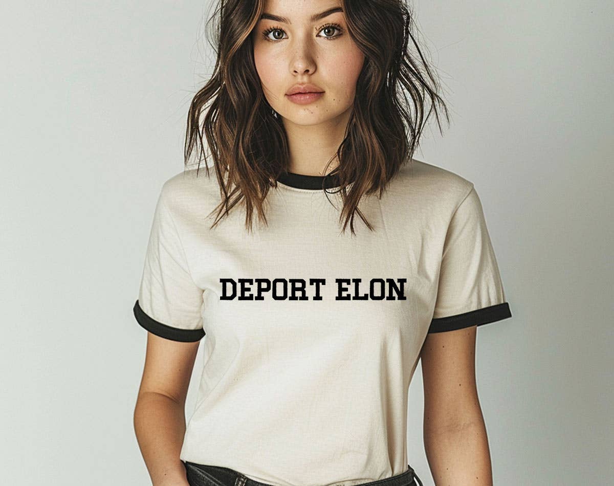 Natural Black Deport Elon - Anti Musk Liberal T-Shirt for wholesale on Faire0