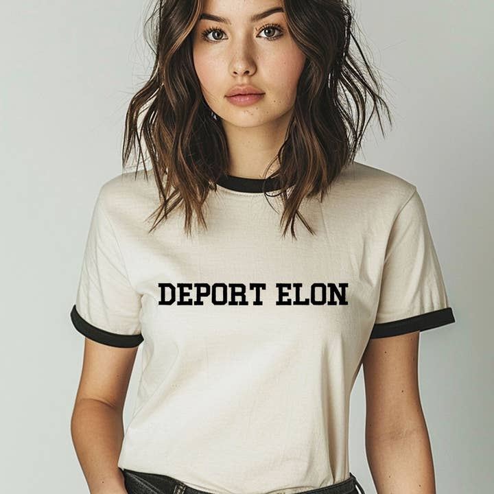 Natural Black Deport Elon - Anti Musk Liberal T-Shirt for wholesale on Faire