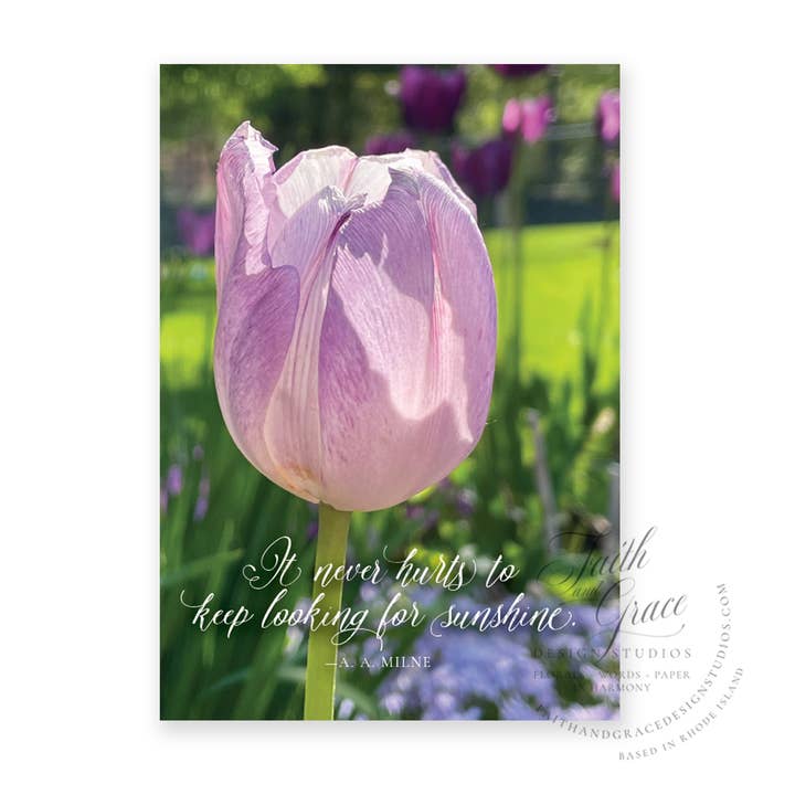 Tulipa de lavanda no cartão comemorativo Phlox por atacado de Faith and Grace Design Studios