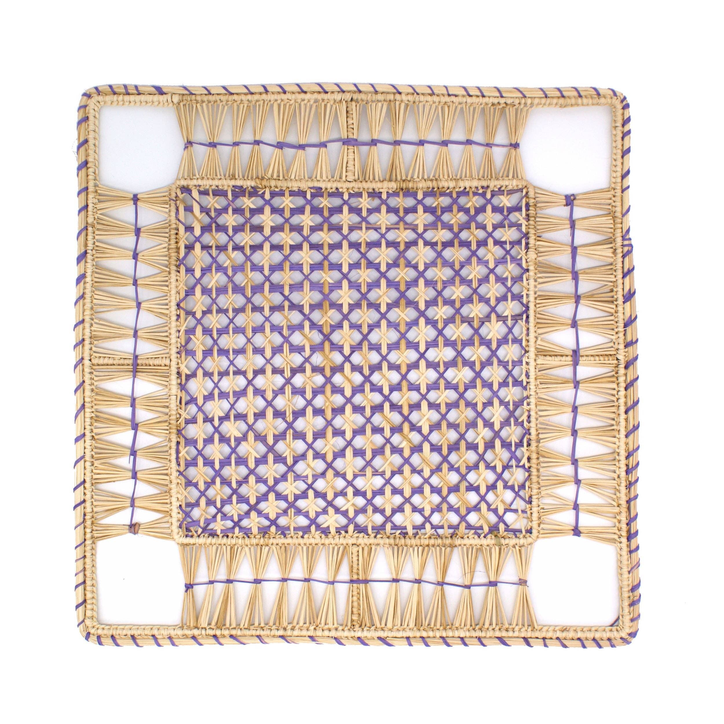 Washein - Wholesale Placemat - Purple Lavender Square Placemats Natural Woven Straw1