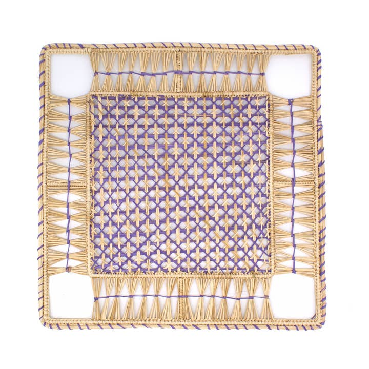 Washein - Wholesale Placemat - Purple Lavender Square Placemats Natural Woven Straw1