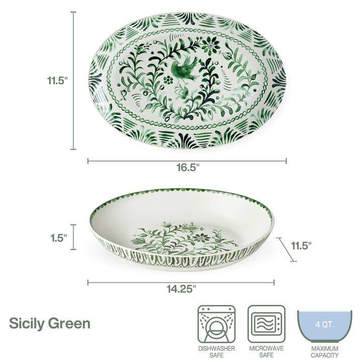 Fitz & Floyd Sicily Green Bowl/Platter Set Brown Bx Pkg for wholesale on Faire3