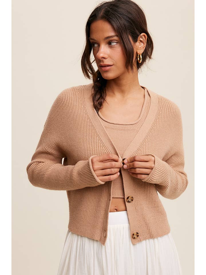 Listicle – Engroshandel Overdelssæt – til kvinder – Ribstrikket Cardigan Sæt LWSET00520