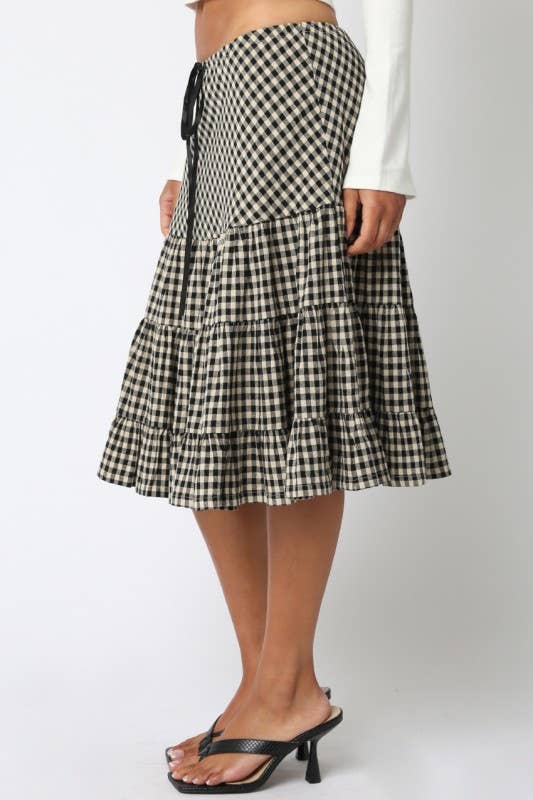 Olivaceous - Venta al por mayor Falda - Mujer - Falda Khloe de cuadros1