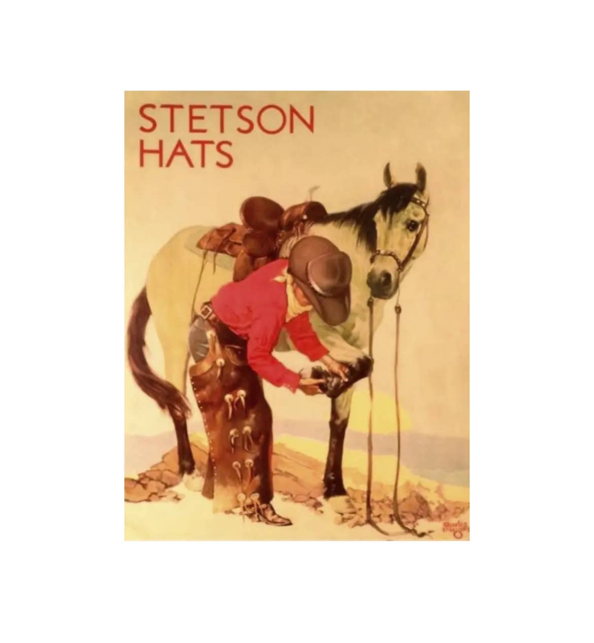 Red Dirt Ranch Clothing Company - Wholesale Poster - Poster Stetson Hat Cowboy and Palomino1