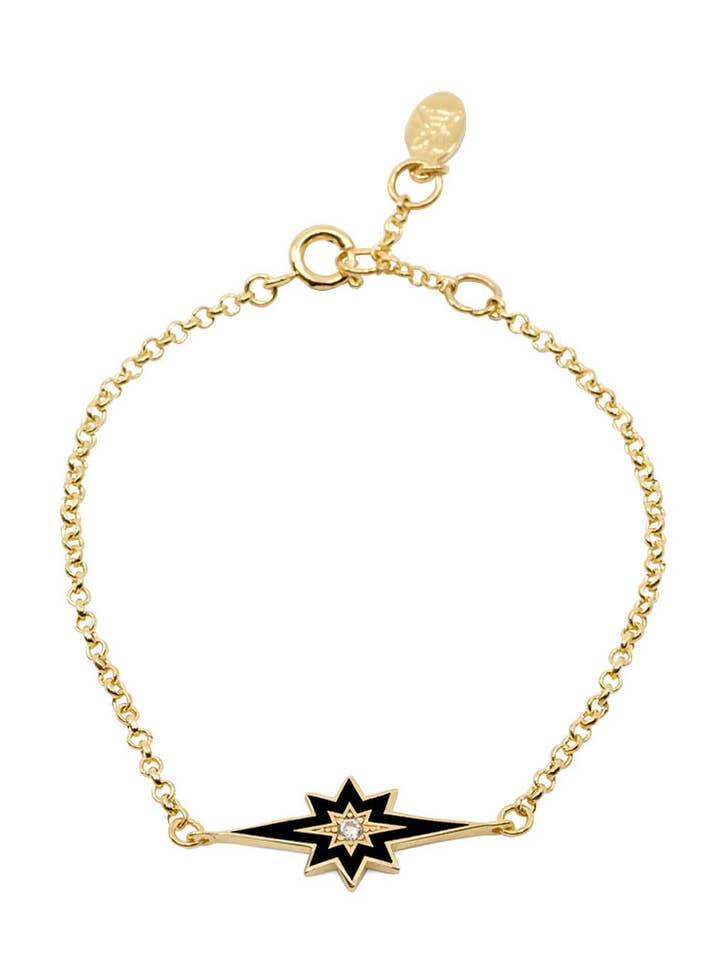 Sparkle - Black Enamel Pole Star Bracelet for wholesale by Atelier Petites Pierres