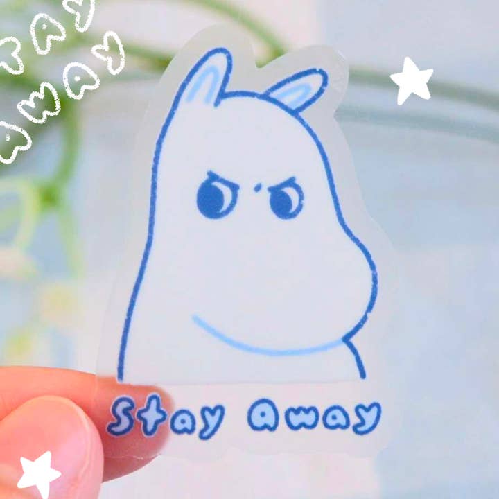 byUme Co. - Wholesale Sticker - White Hippo Stay Away Clear Sticker0