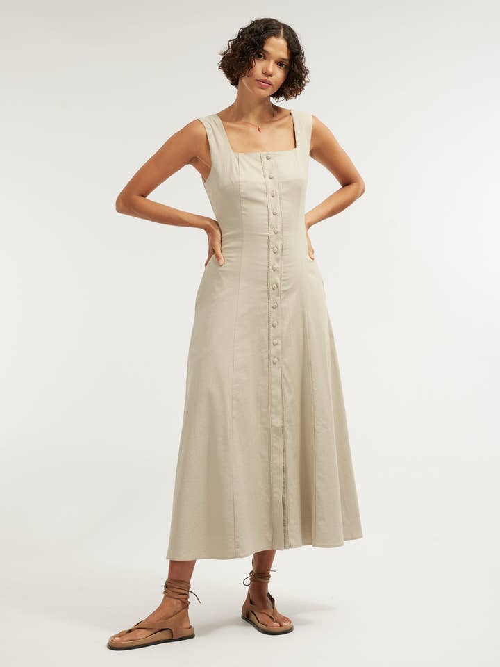 Lucie Knäppt Midiklänning - Salvia för wholesale av Amelius