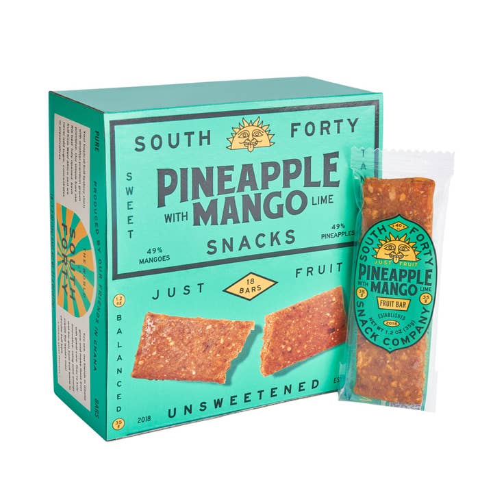 SOUTH FORTY SNACKS COMPANY - Wholesale Snack Bar - Tropical Fruit Bar - Pineapple Mango Lime - 18-Pack (WS)