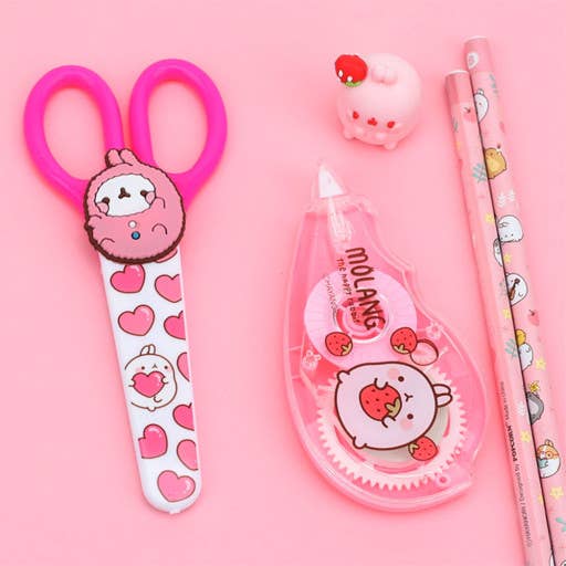 K-Wonderland - Wholesale Scissors - Molang Mascot Scissors with Safety Cover Cap 2