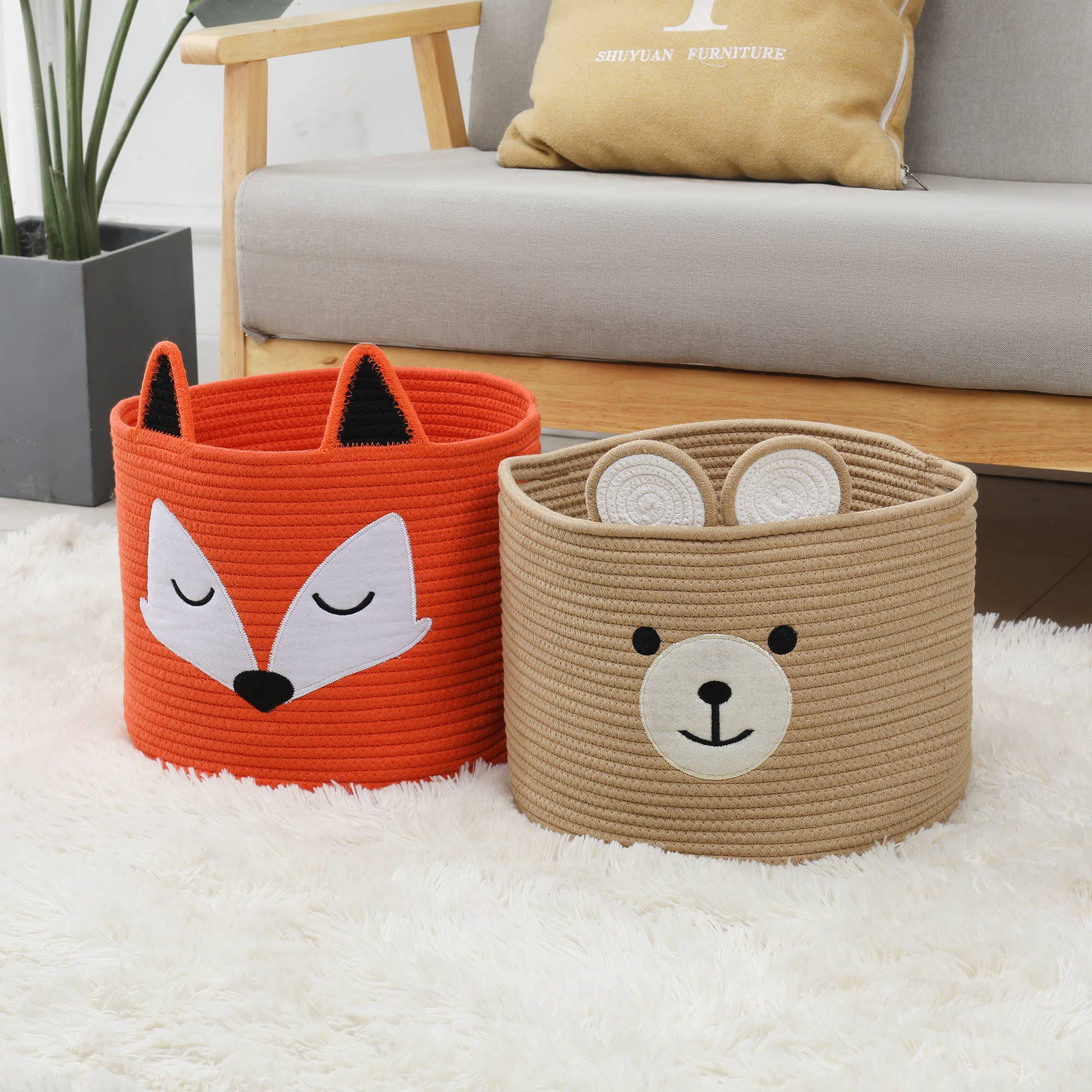 Park Life Designs - Vente Panier – enfant et bébé - Panier de rangement en coton biologique Fred the Fox1