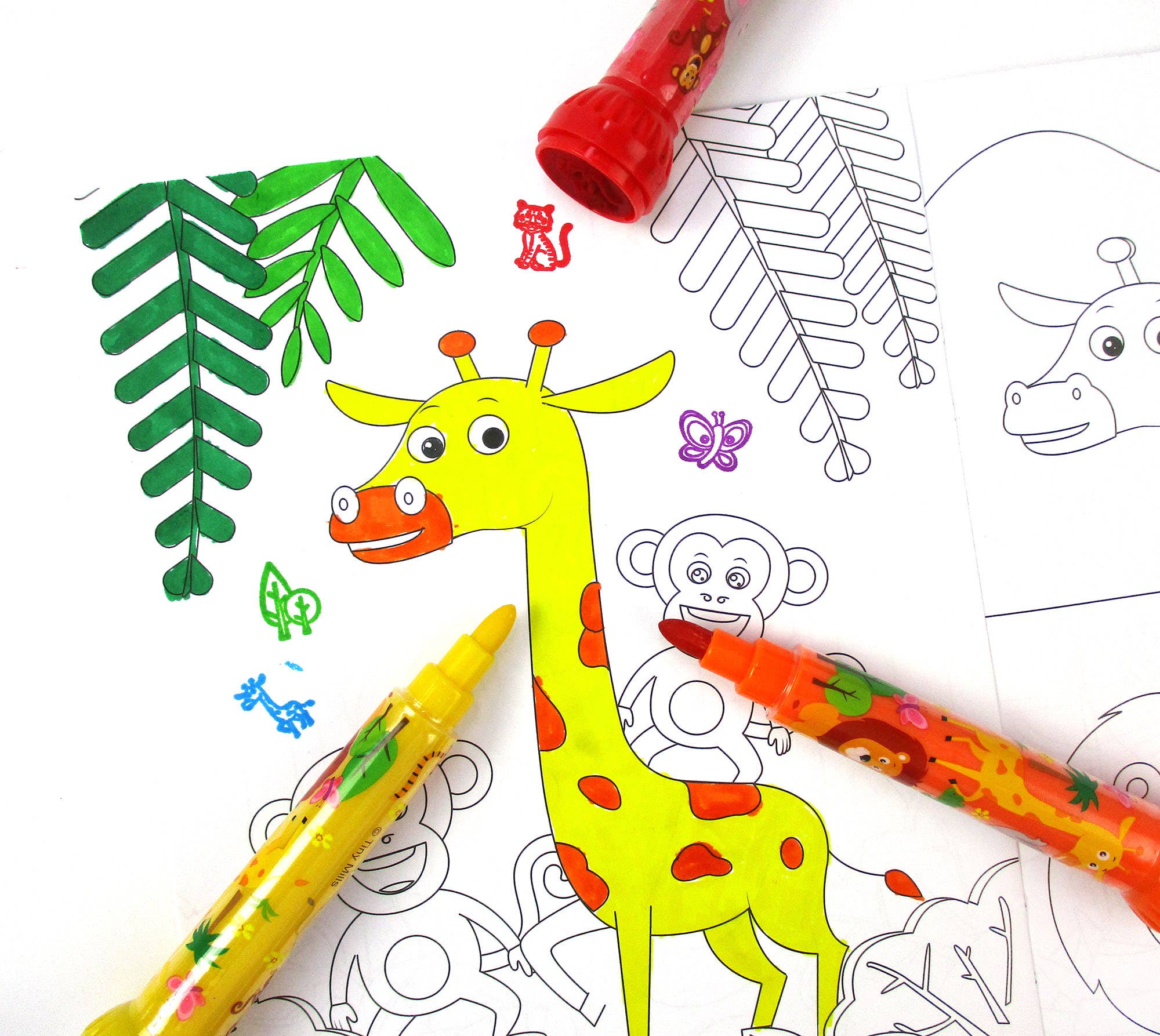 Tiny Mills - Wholesale Markers - Kids & Baby - Safari Zoo Animals Stamp Marker Set - Set of 105