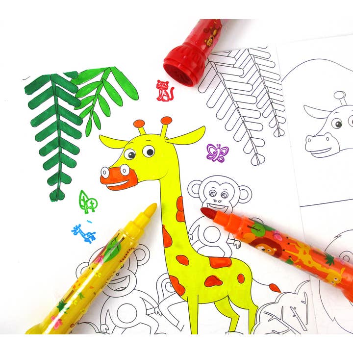 Tiny Mills - Wholesale Markers - Kids & Baby - Safari Zoo Animals Stamp Marker Set - Set of 105