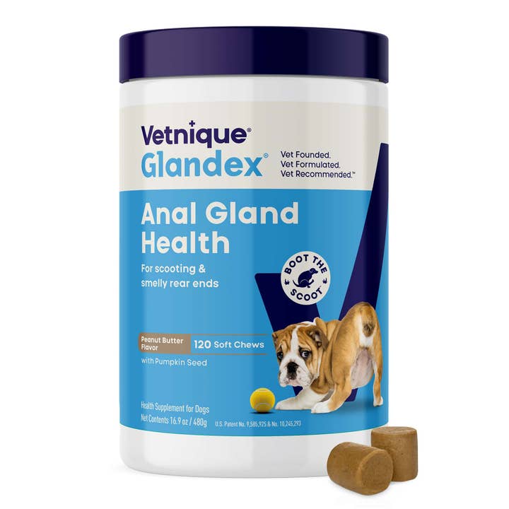 Glandex Anal Gland Support Soft Chews Peanut Butter 120ct for wholesale by Pet Palette Distribution