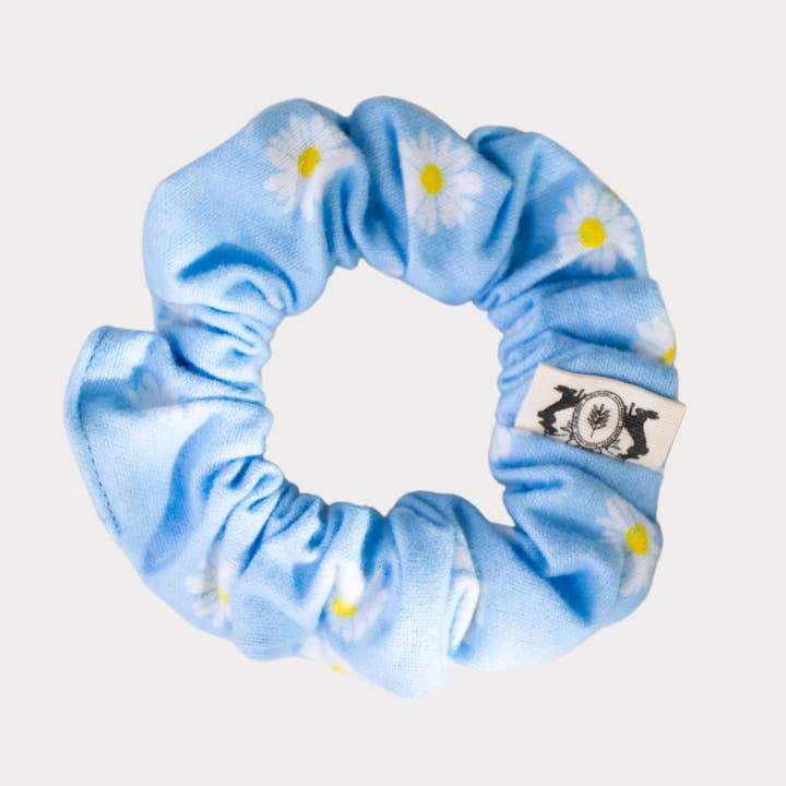 Regular Blue Daisy Scrunchie for wholesale by Black Bunny skincare