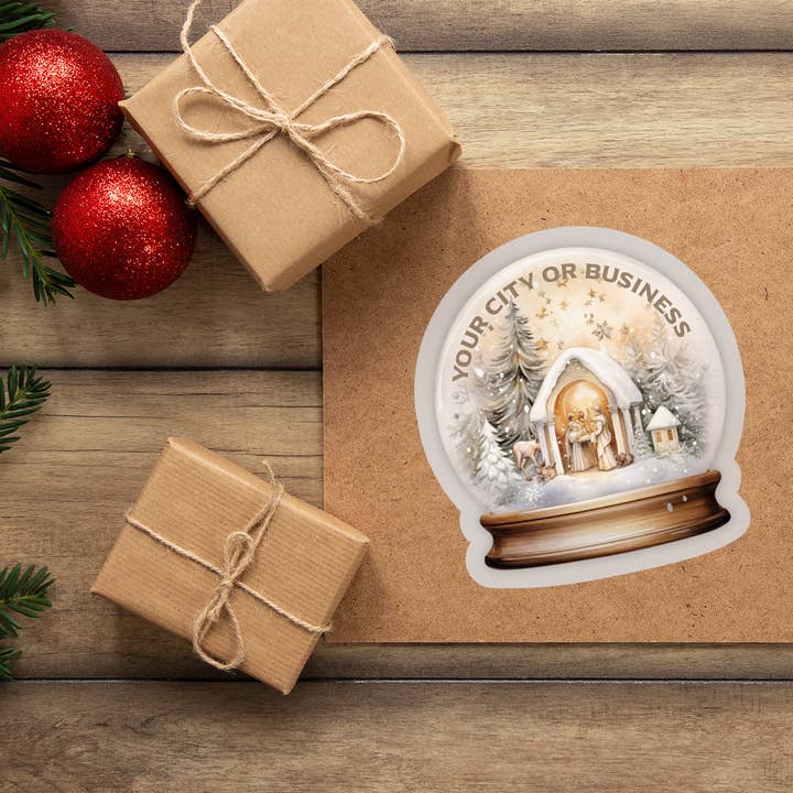 Skylark Printing - Wholesale Sticker - Winter Snow Globe Stickers with Custom Text & Watercolor Art6