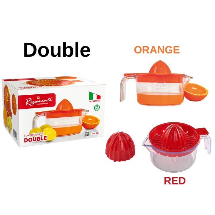Art. 98 DOUBLE citrus squeezer - mixed ORANGE and RED for wholesale by Rigamonti Pietro & Figli srl
