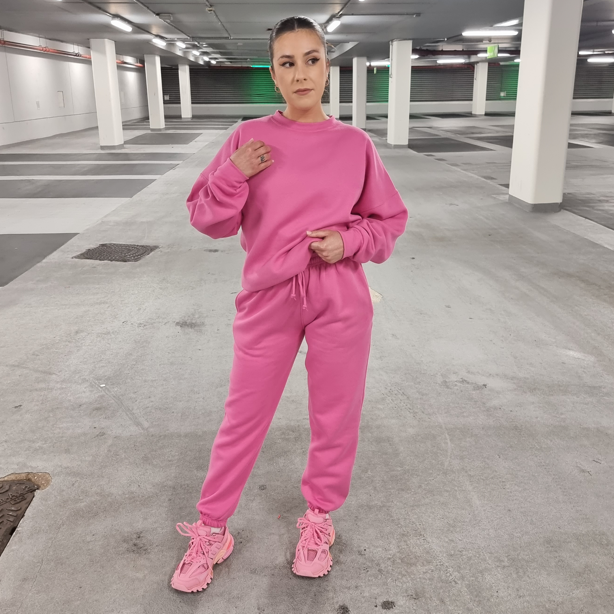 pink oversized tracksuit