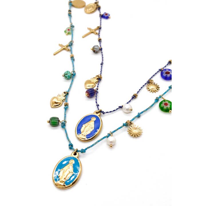 Long Religious Saint and Charm Necklace - N2-2619 for wholesale by LIZOU