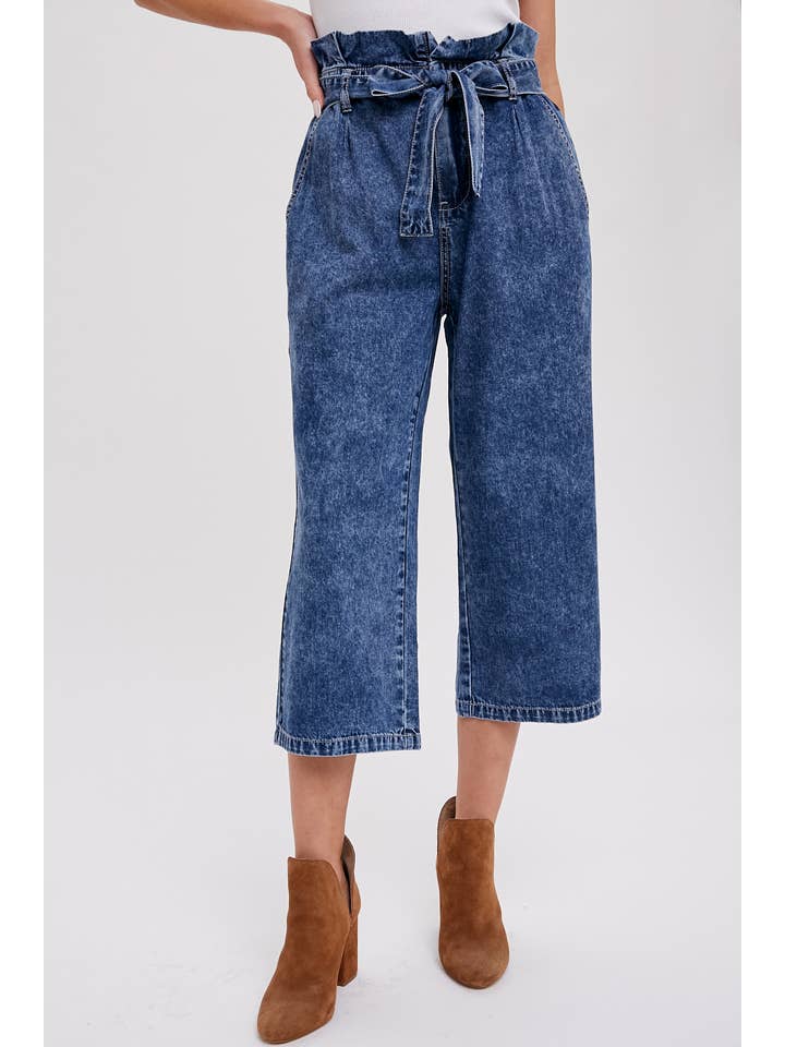 Bluivy - Vente Pantalon – femme - JUPE-CULOTTE EN PAPIER CEINTURÉE2