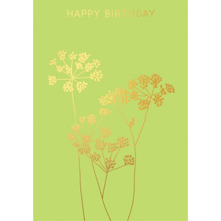 Fennel Birthday Gold Greeing Card by Eloise Hall for wholesale by Inky Blue Ltd t/a Holy Mackerel