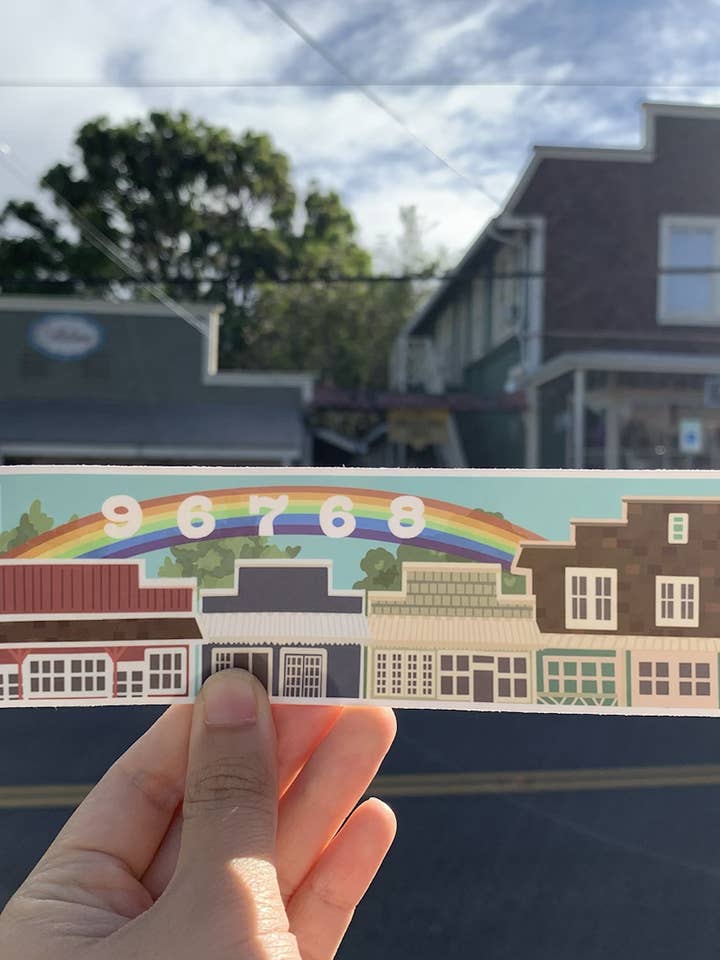 Makawao Mini Bumper Sticker for wholesale by B. Miyo Art