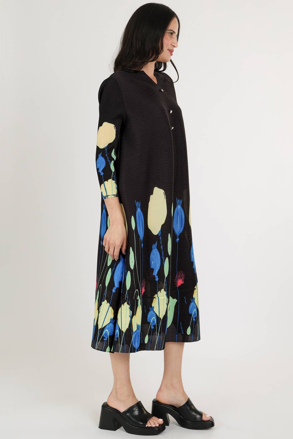 ZWART Moderne Geplooide Midi-jurk LC3761-L voor groothandel op Faire1