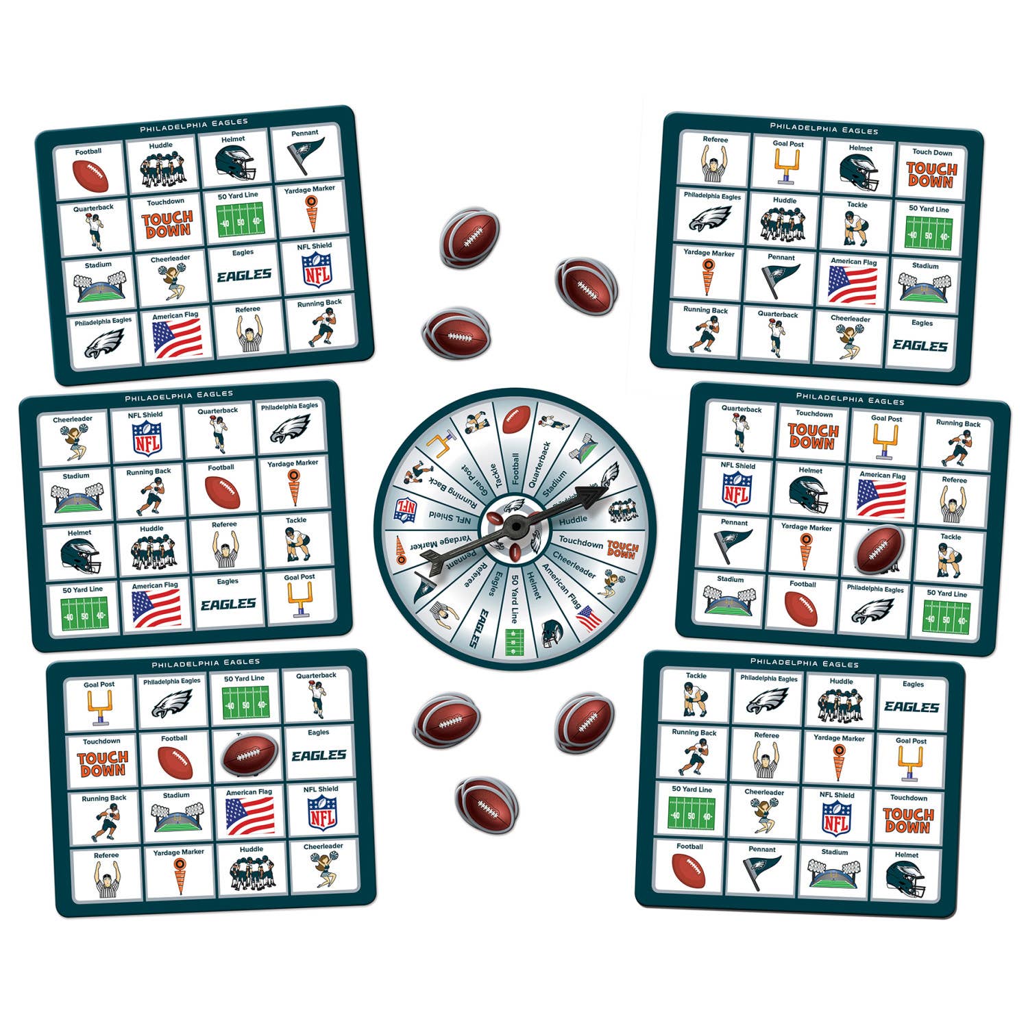 Masterpieces Puzzles - Vente Jeux de société - Jeu de Bingo NFL des Eagles de Philadelphie1