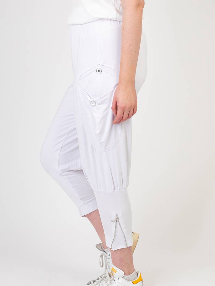 Pantalon jogging blanc grande taille (B82&BLANC) pour la vente par Pomme Rouge Paris