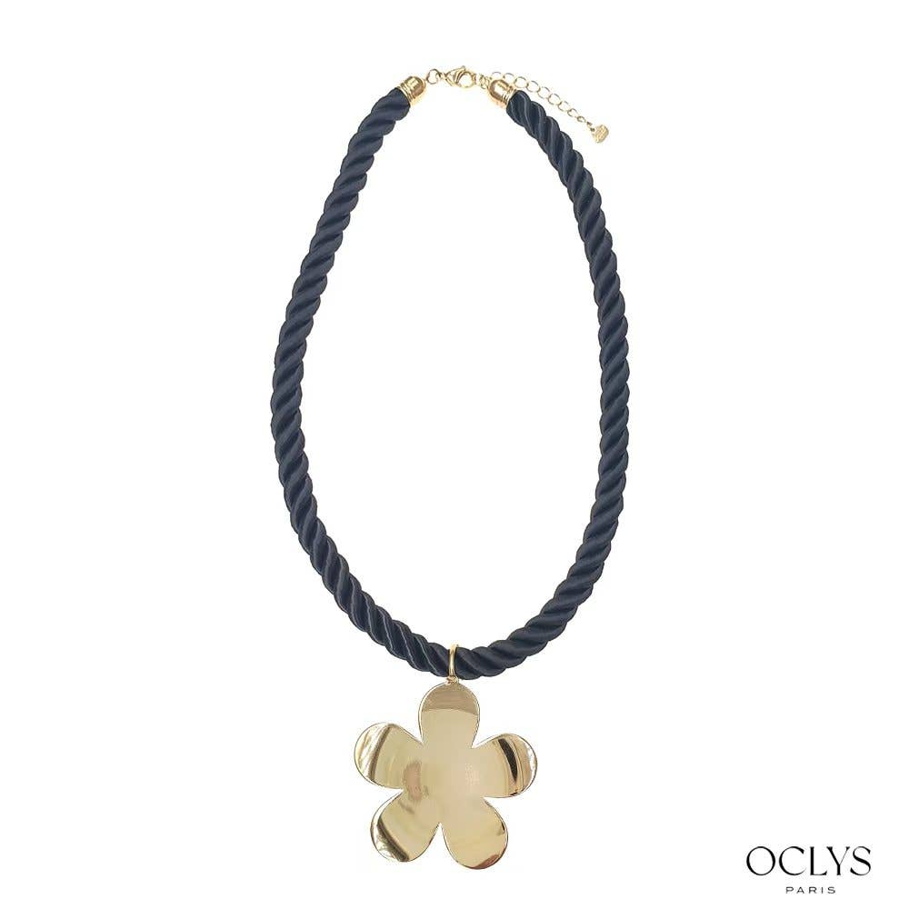 Oclys – Großhandel Kette mit Anhänger/Charm – Buntes Band Halskette Blume Edelstahl Inna0