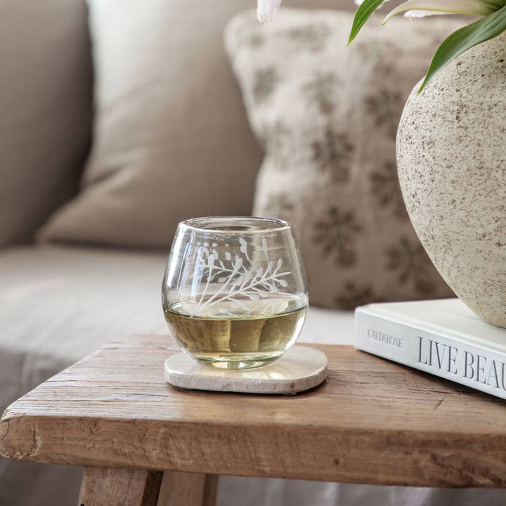 Villa Lua Home - Wholesale Drinking Glass/Cup - Hand-etched Ronde Blown Glass