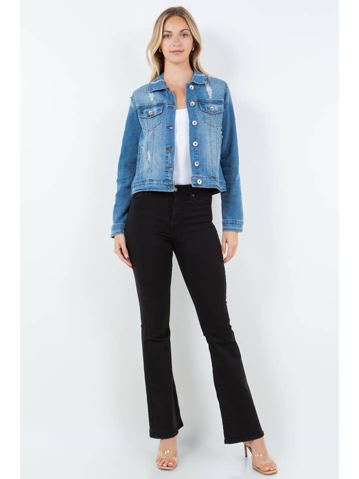 Veracci - Wholesale Denim Jacket - Women's - Stretch Classic Trucker Denim Jacket2