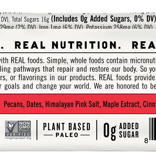 Thunderbird Real Food Bars - Wholesale Snack Bar - Texas Maple Pecan - Box of 12 Bars2