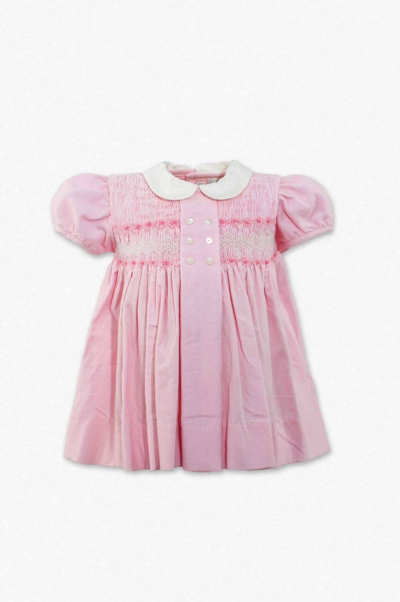 Julius Berger & Carriage Boutique – wholesale Dress set – Baby – Smocked Corduroy Pink Baby Girl Dress with Panty1