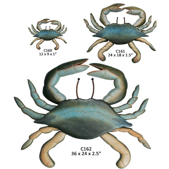 Hand-Carved Blue Crab Small Wall Sculpture for wholesale by T.I. Design