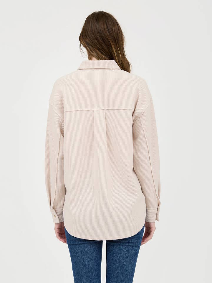 Blu Pepper - Wholesale Knit Top - Women's - RIB KNIT EXPOSED SEAM BUTTON UP TOP1